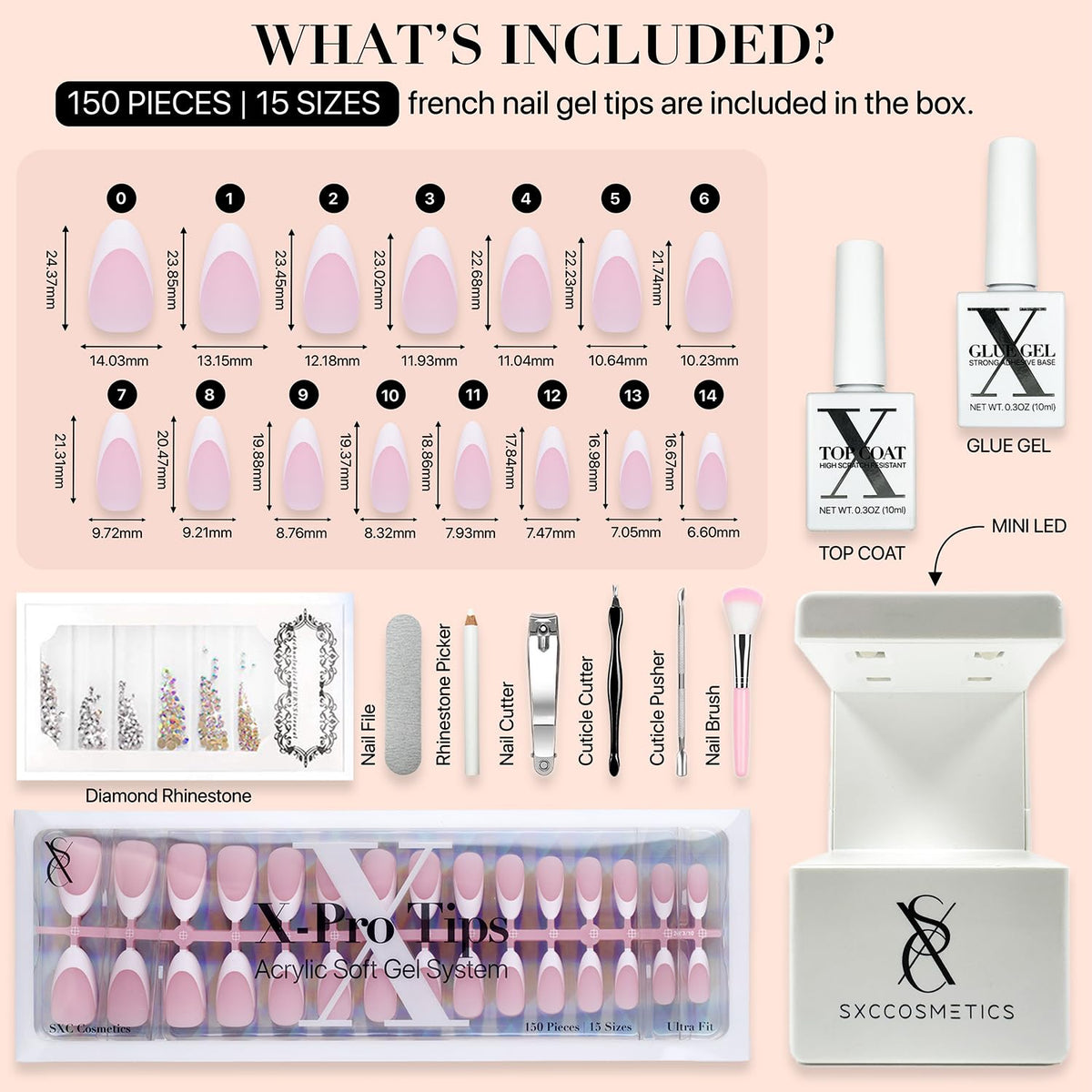 SXC Pink Series medium almond nails with a modern, comfortable fit.