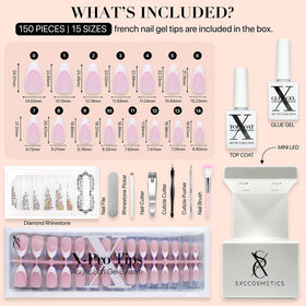 SXC Pink Series medium almond nails with a modern, comfortable fit.
