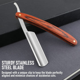 Razor sharpening cloth included for long-lasting edge maintenance.