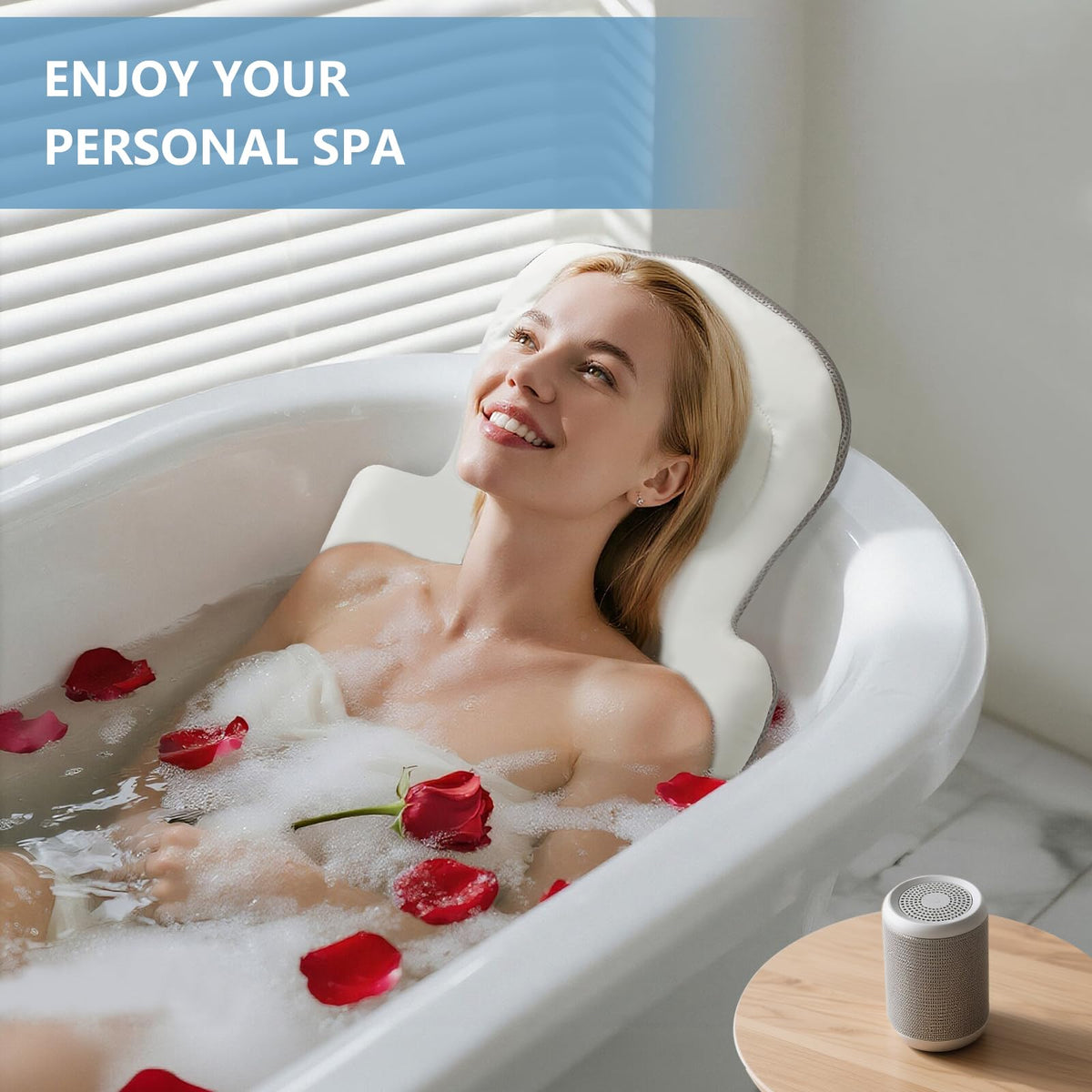 sxiiro bath pillow close-up suction cups for strong grip on smooth surfaces