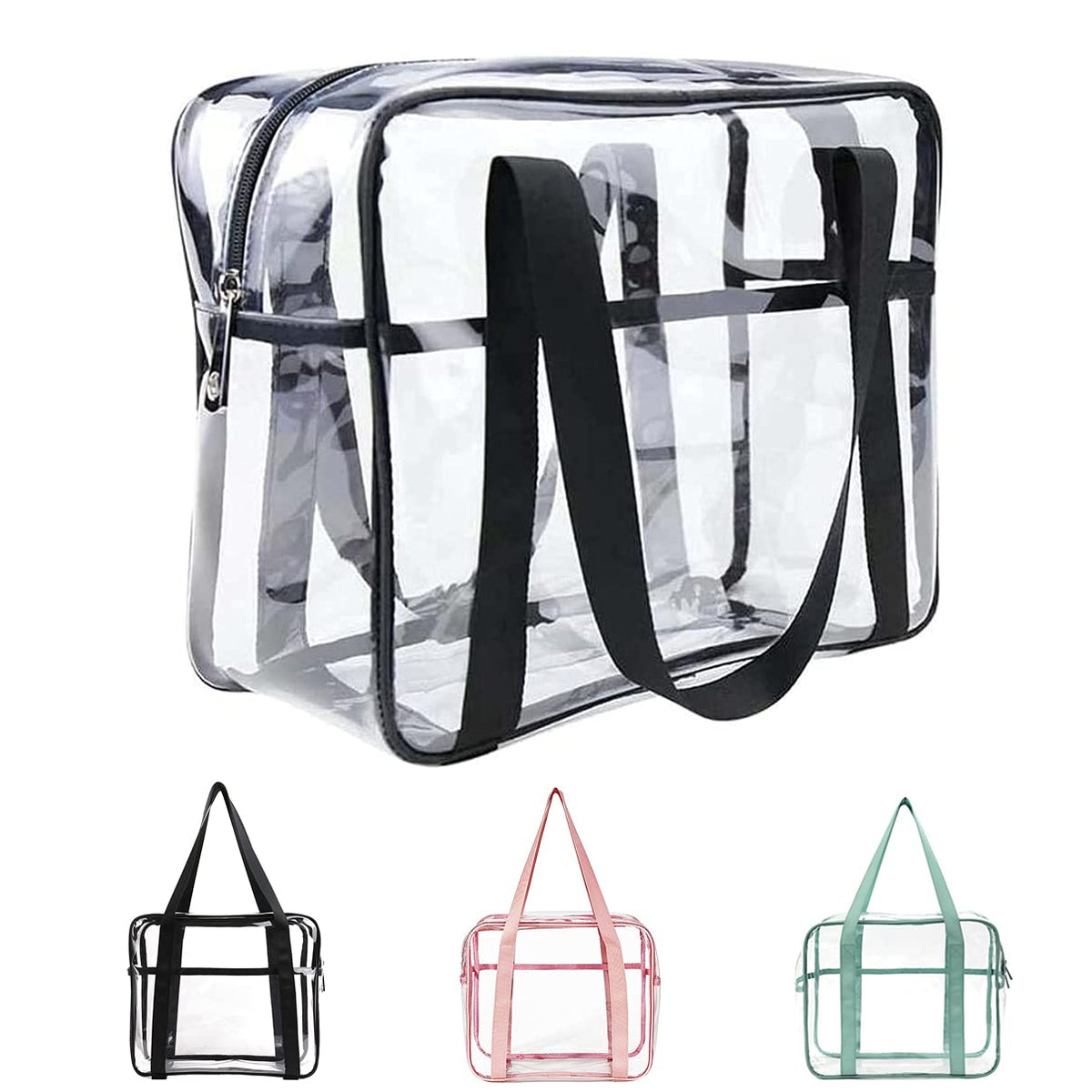 SxoSyo clear makeup bag front view highlights durable transparent design for quick access.