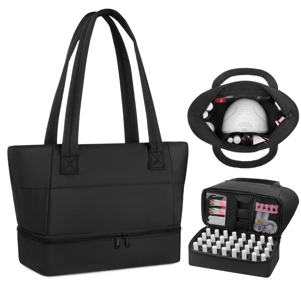 Sybrewuu nail polish organizer with double-layer design keeps bottles secure and accessible.