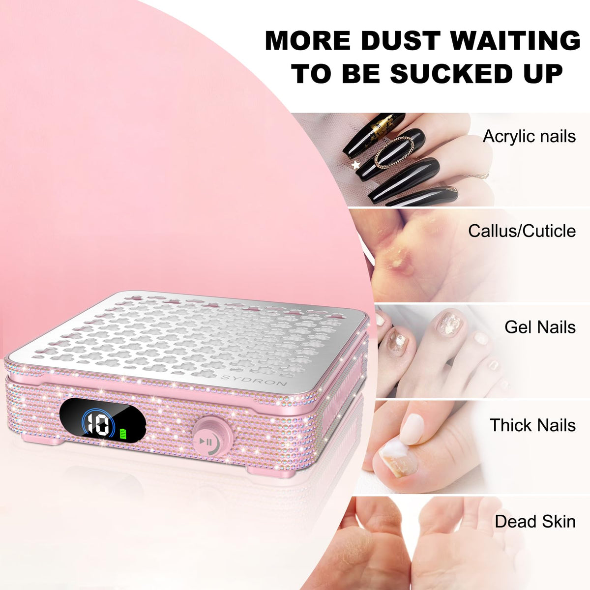 SYDRON Nail Dust Collector in use during gel nails for clean air.
