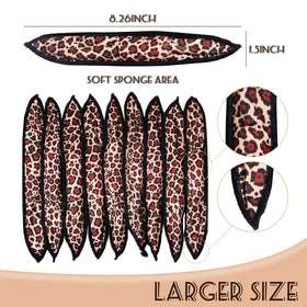 Syhood cloth-cover hair rollers leopard design for comfortable, long-night use.