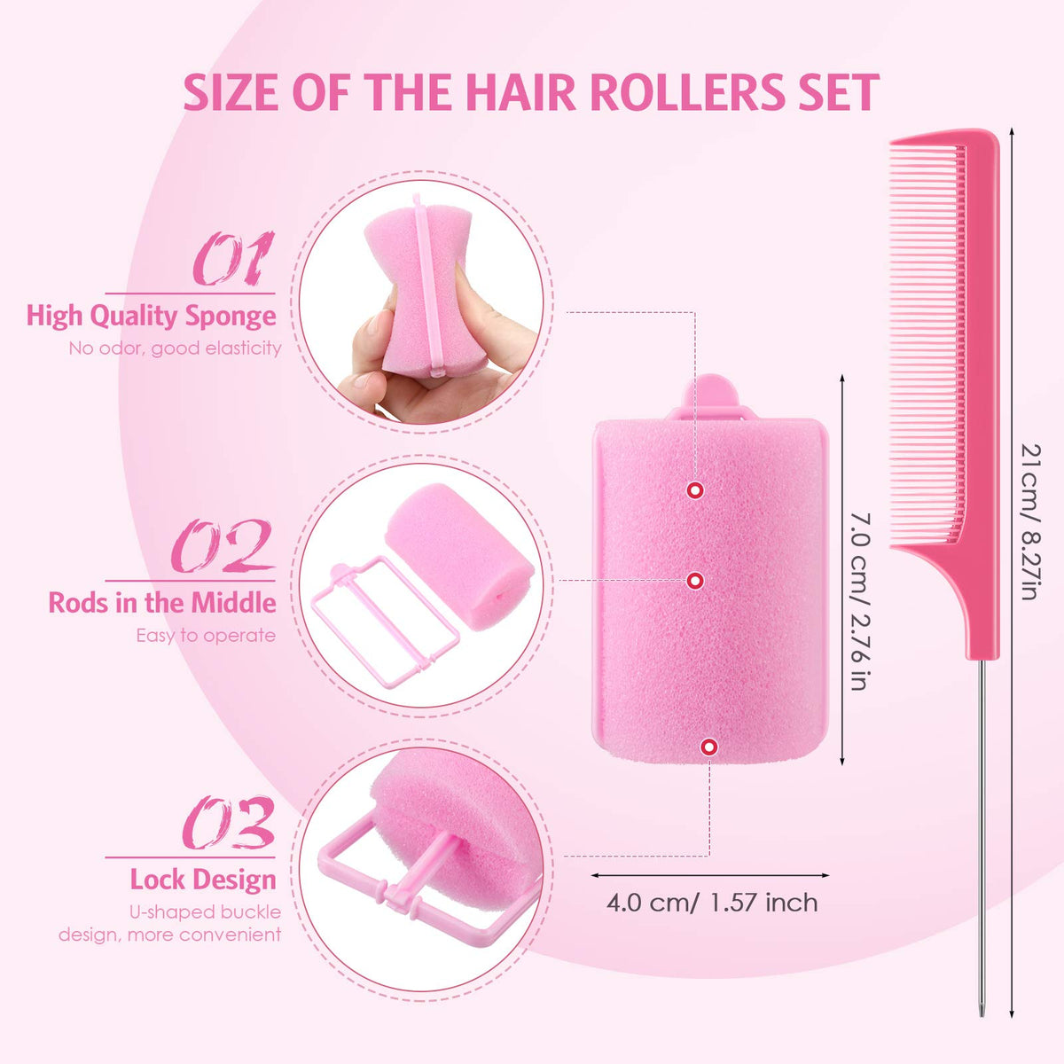 Syhood rollers in varied diameters for customizable curls and styles.