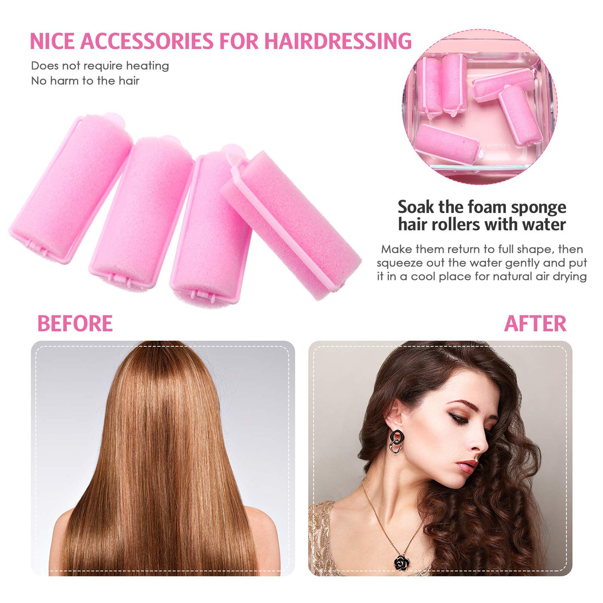 Syhood durable, reusable rollers and comb for long-lasting styling.