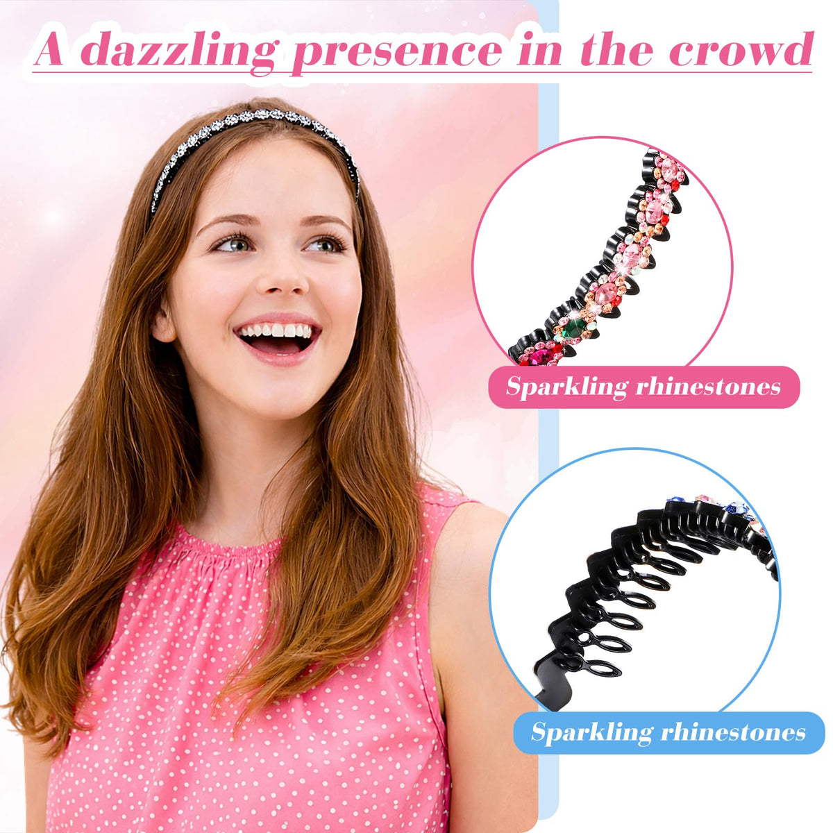 Non-slip design helps Syhood rhinestone headband stay in place