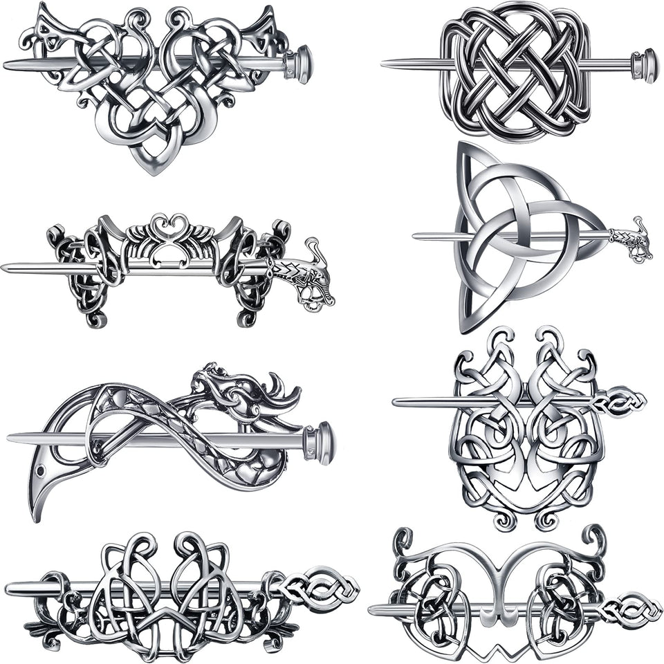 Syhood Viking Celtic hair clips 8-piece set secure daily wear
