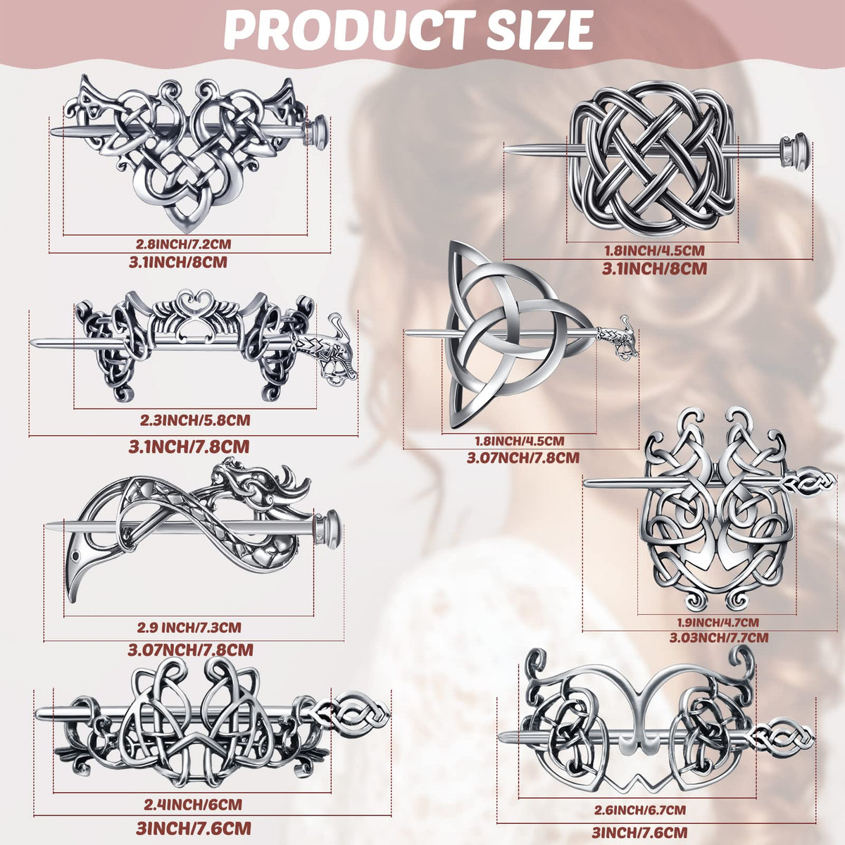 Syhood Celtic knot hair clips hollow design close-up for vintage charm