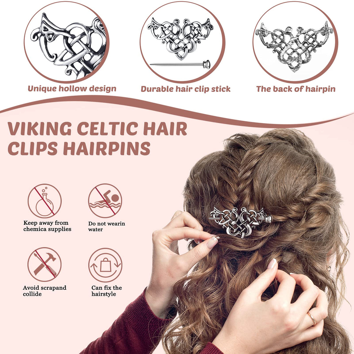 Syhood hair clips with silver finish for refined look
