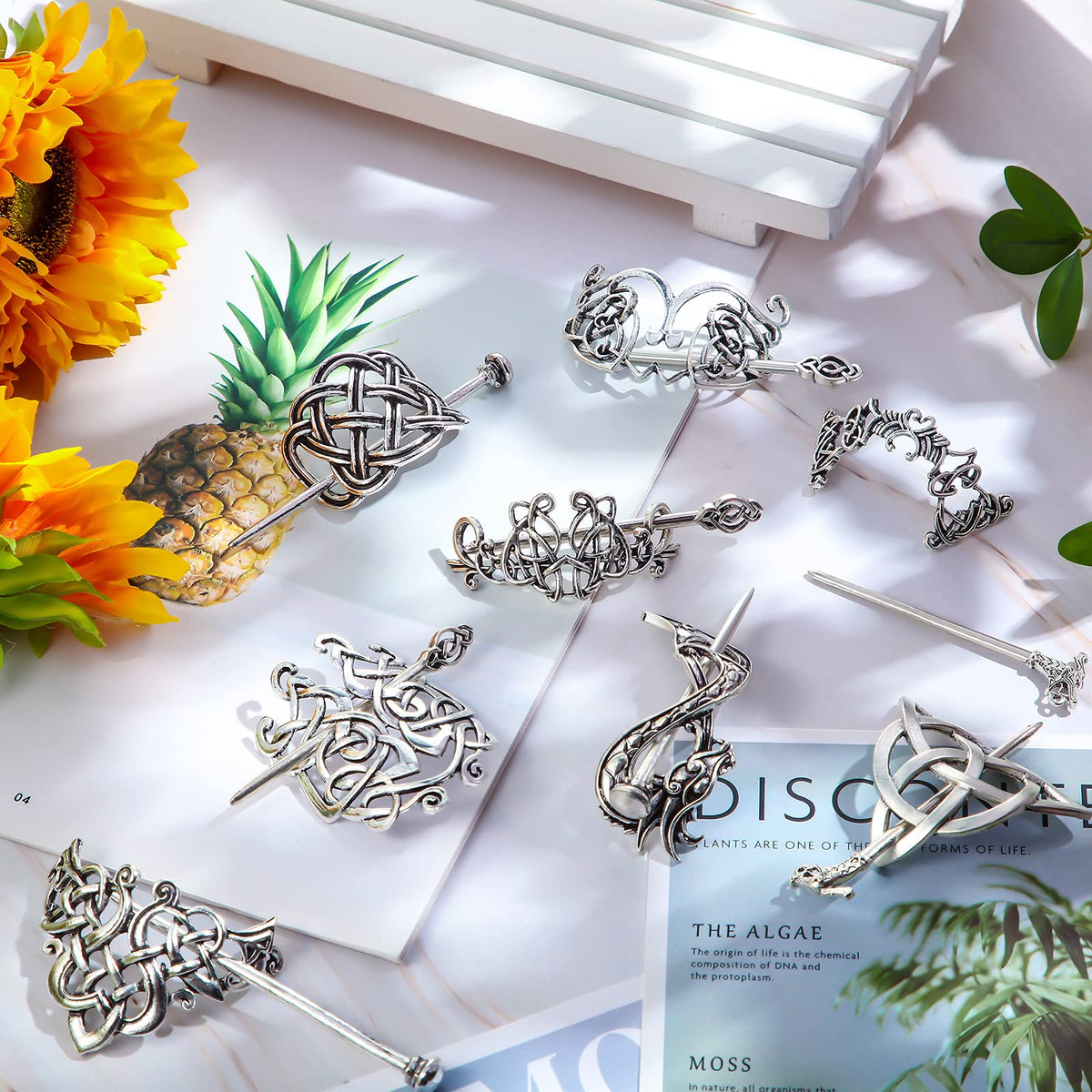 Syhood Viking hair clips styled for wedding or formal occasions