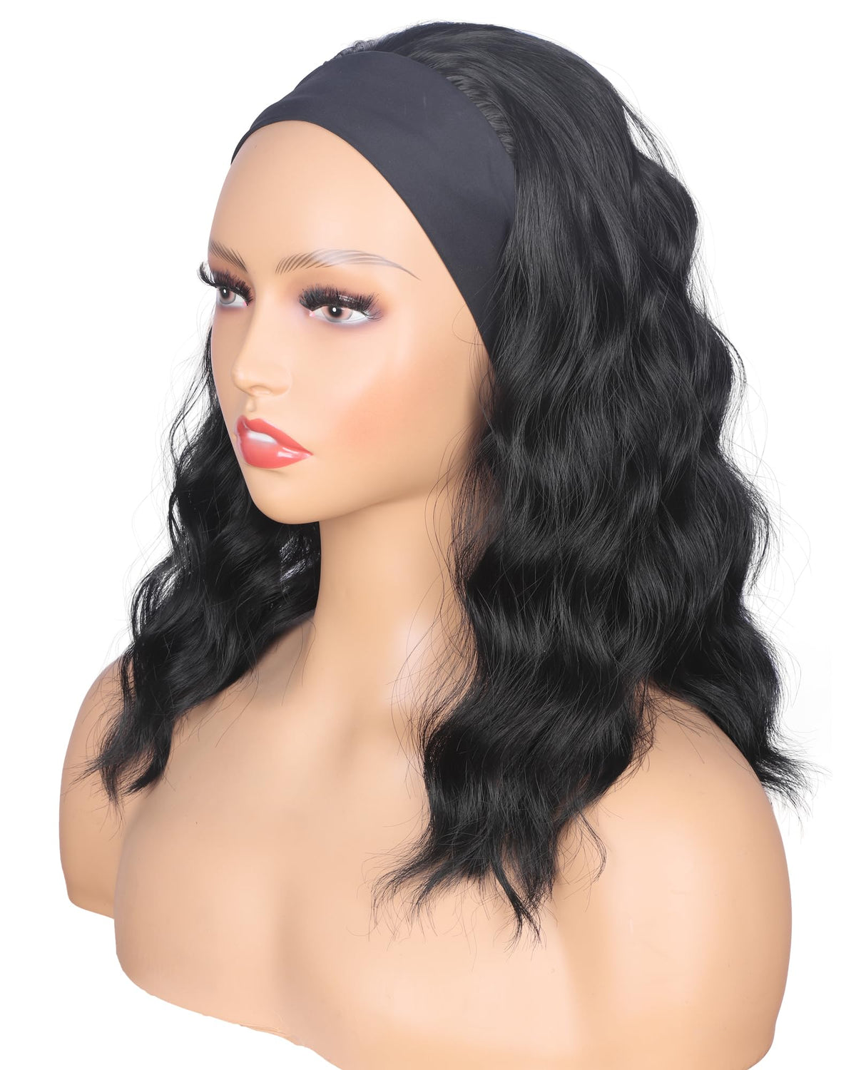 SYMEIW short wavy bob wig cap size medium for medium head fits