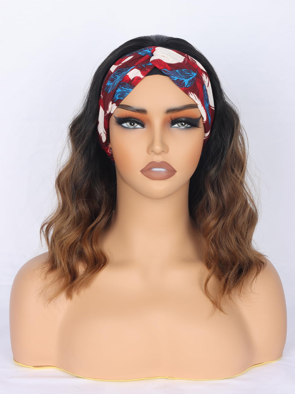 SYMEIW short brown wavy headband wig for easy daily styling