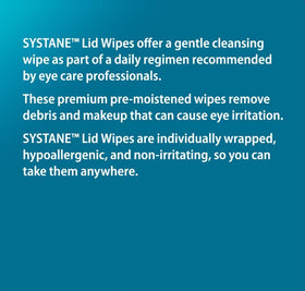 Systane Lid Wipes four-pack assembly indicating portable bundle for home and travel