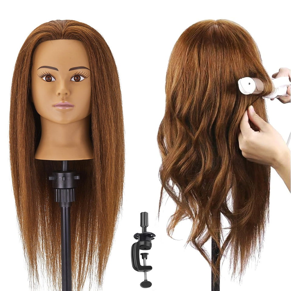 SZCY LLC mannequin head close-up shows realistic 100% human hair texture.