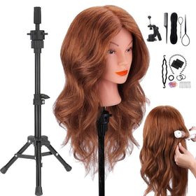 SZCY Mannequin Head with real hair 18-inch close-up for salon training.