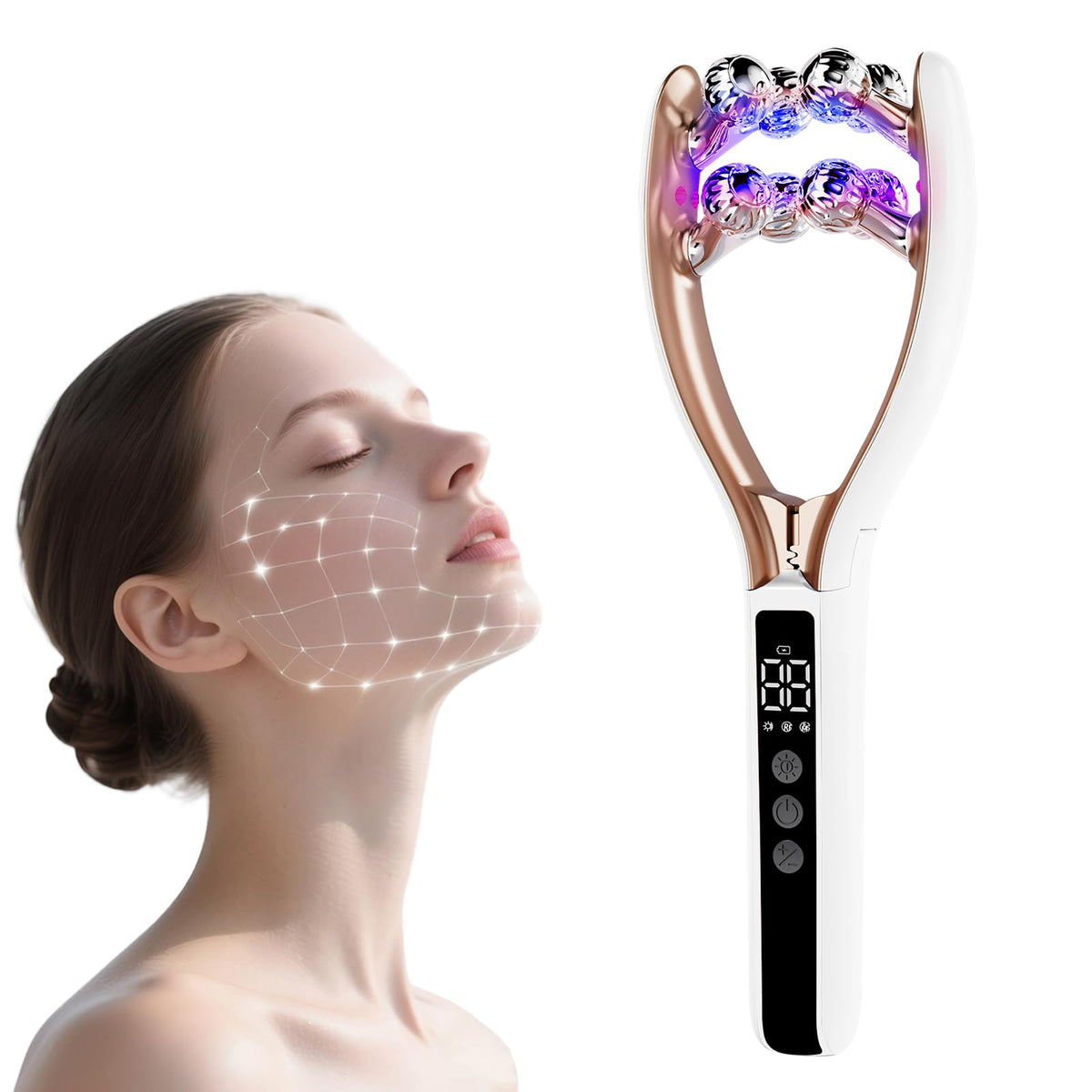 SZMDLX microcurrent facial massager with LCD screen for precise intensity control