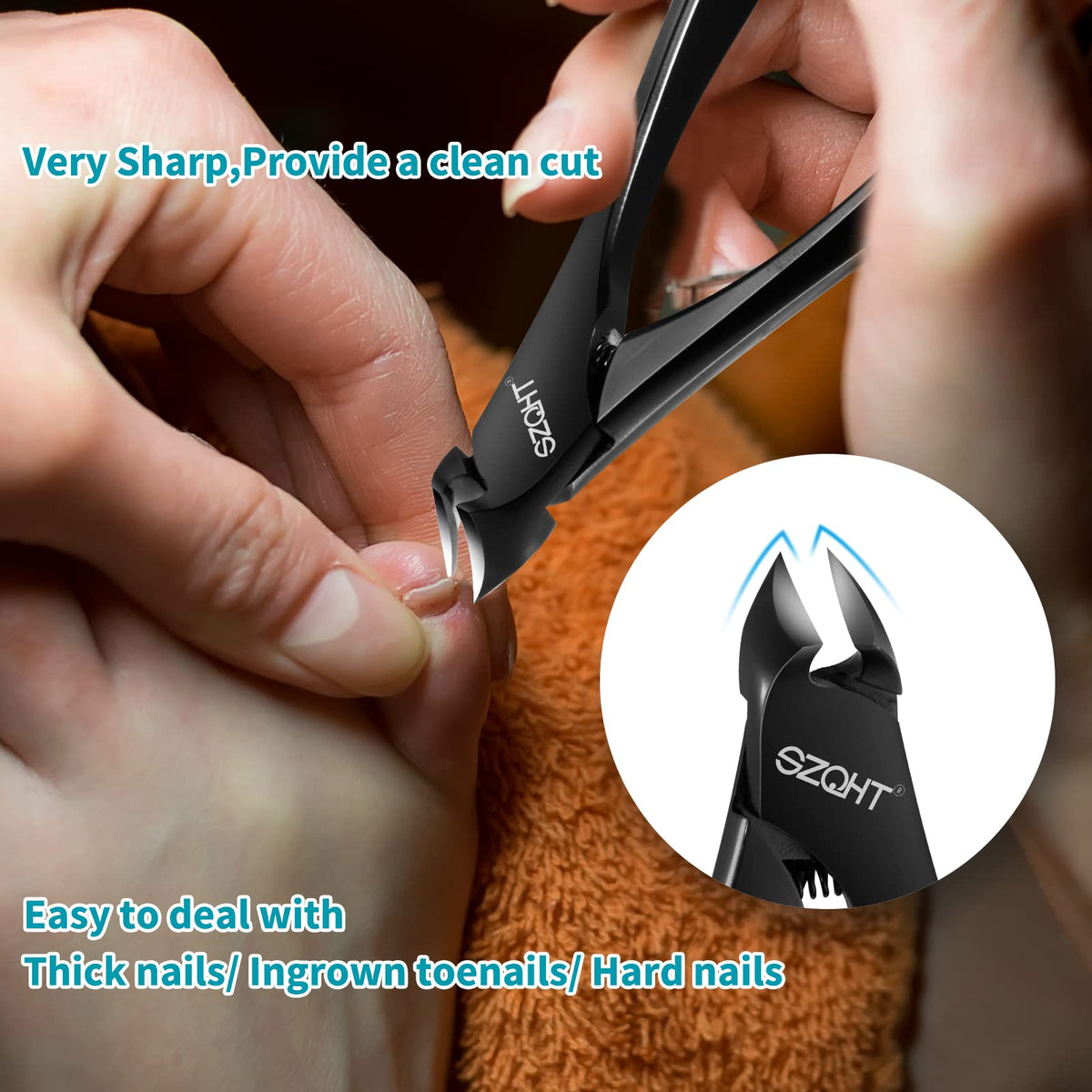 SZQHT Podiatrist Toenail Clippers 15 mm jaw opening for tough nails