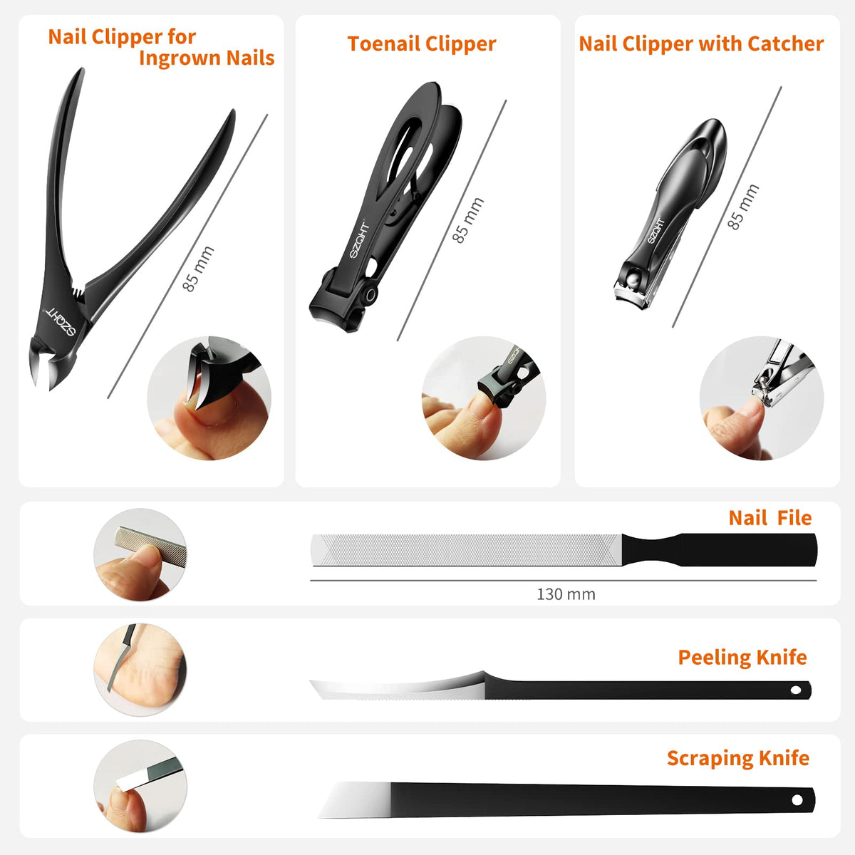 SZQHT Podiatrist Toenail Clippers close-up of curved blades for precise trimming