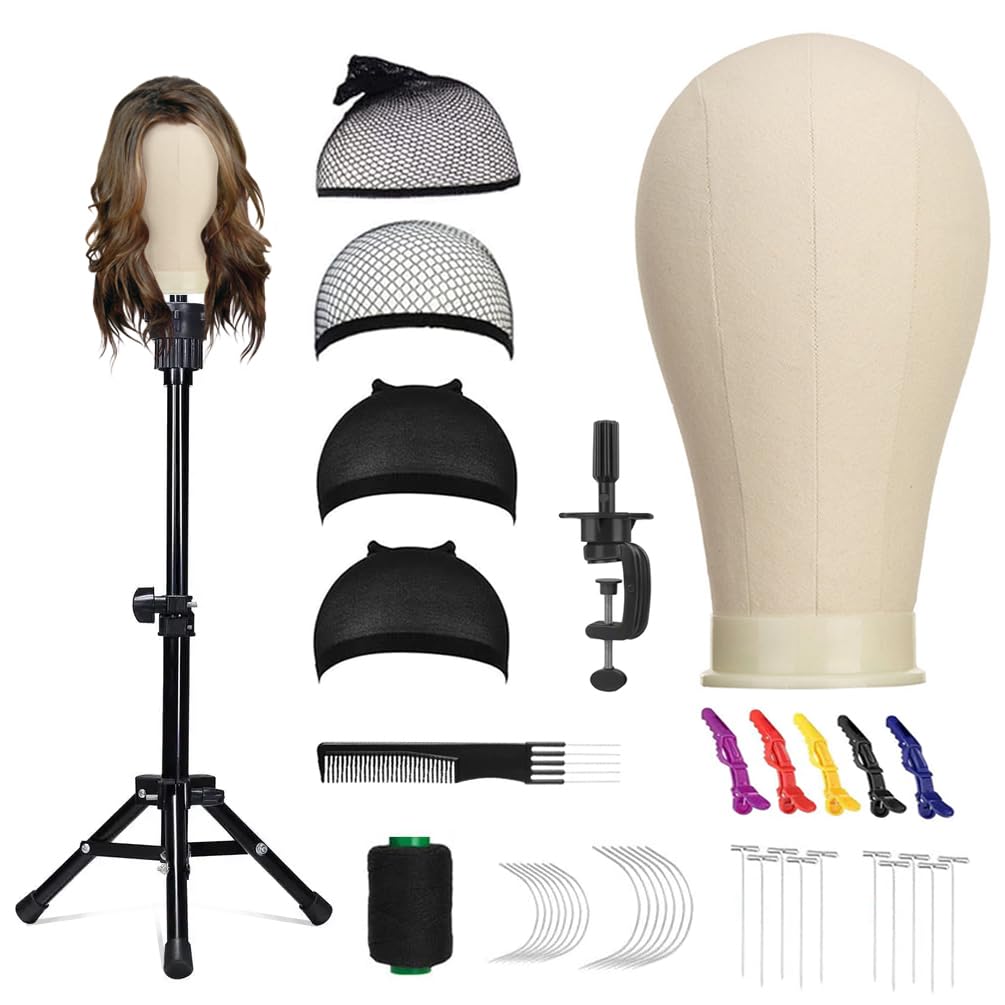 SZCY 22-inch white wig head canvas block for secure styling