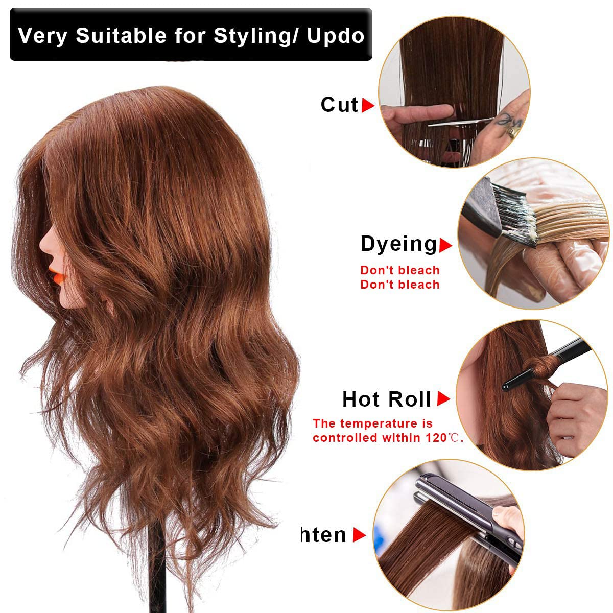 SZCY LLC dark brown natural hair for versatile cutting and braiding practice.