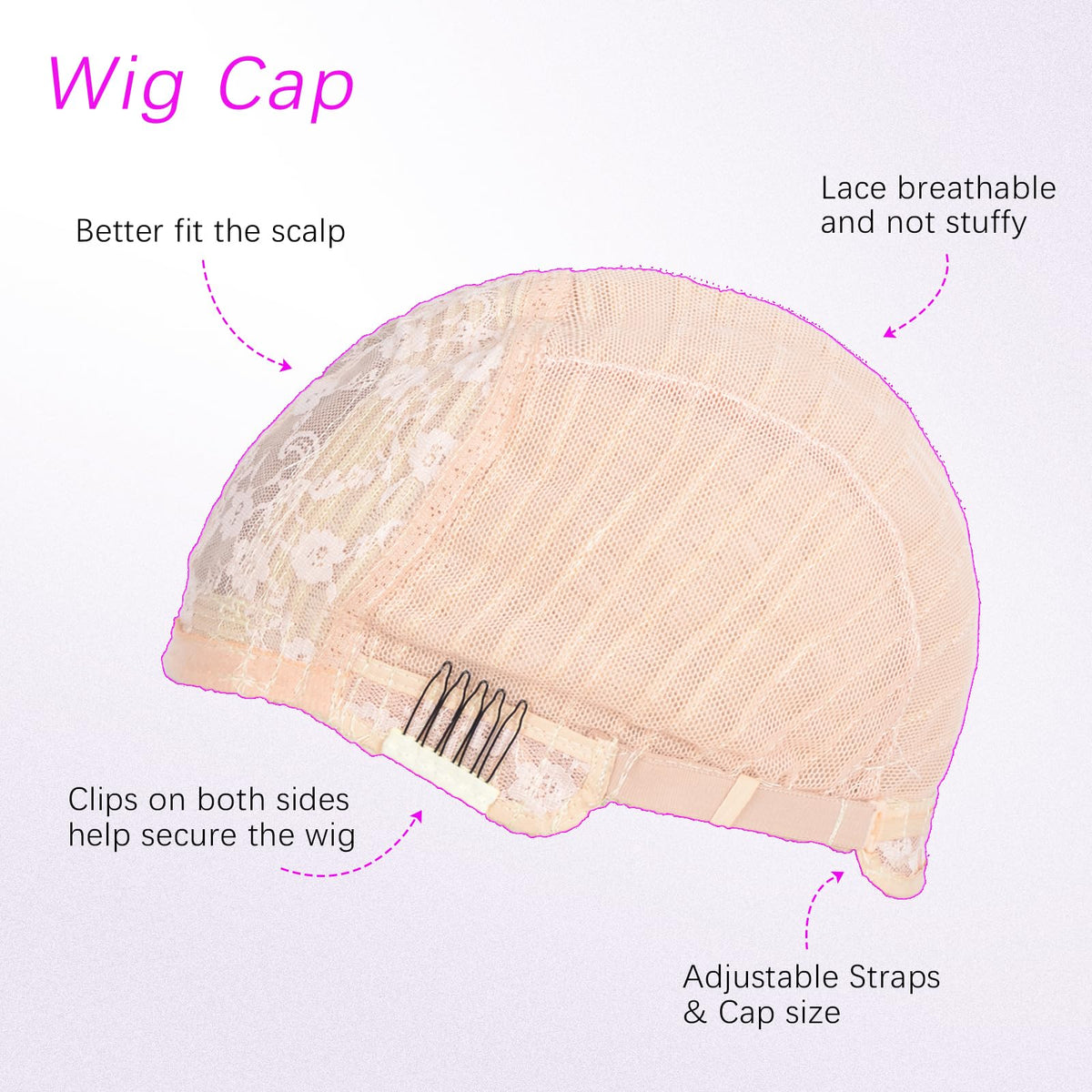 T-color platinum blonde wig adjustable cap provides secure, comfortable fit.