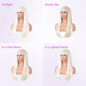 T-color platinum blonde wig daily cosplay look ready for everyday use.