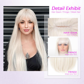 T-color platinum blonde wig heat resistant fibers ready for heat styling up to 150°C.