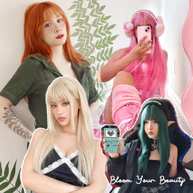 T-color platinum blonde wig holiday party look with platinum shine.