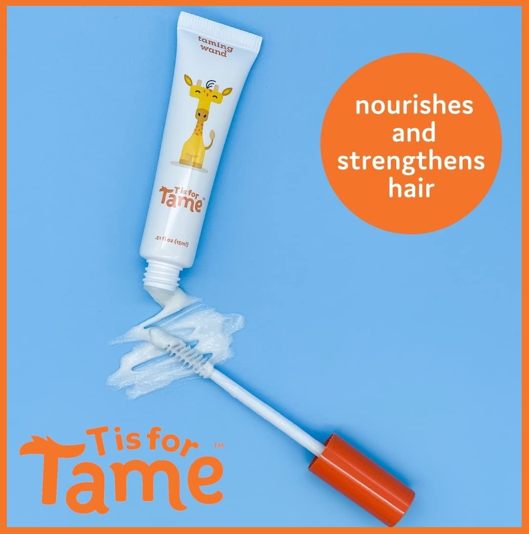 T is for Tame baby-hair smoothing stick in action.