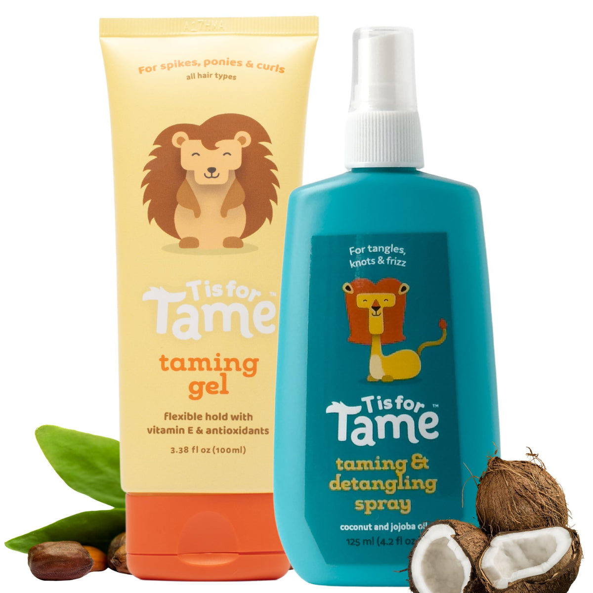 T is for Tame gel bottle for kids, demonstrating easy styling with medium hold.
