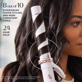 T3 CurlWrap CeraGloss ceramic barrel for smooth glide and shine
