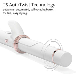Close-up of CurlWrap heat settings dial for precise styling.