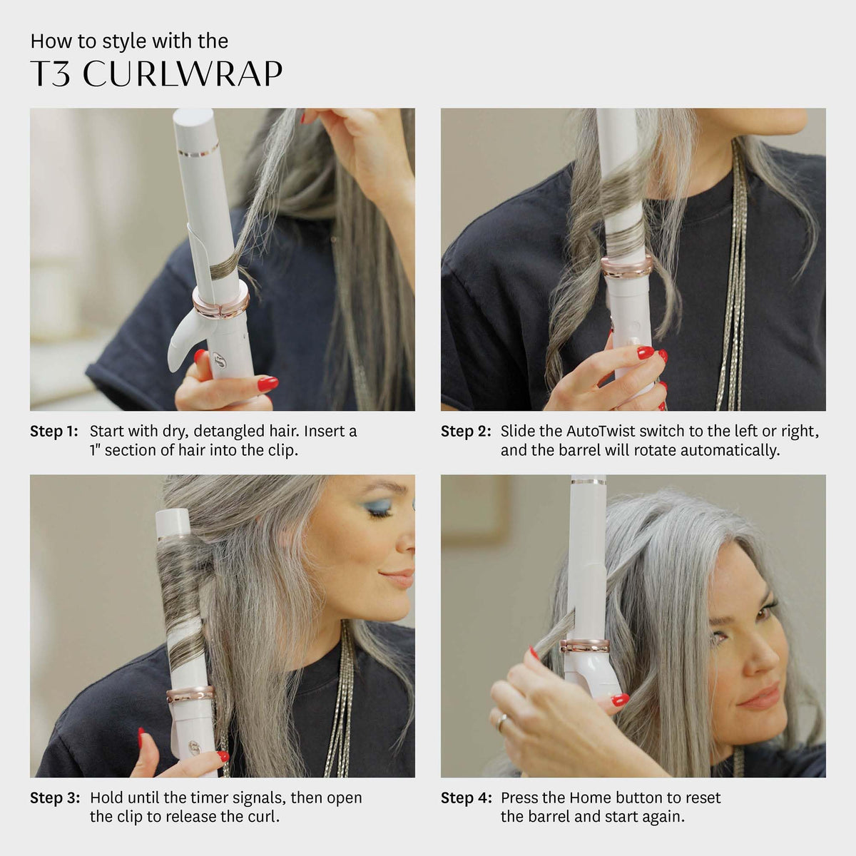 8-foot swivel cord on CurlWrap provides flexible handling.