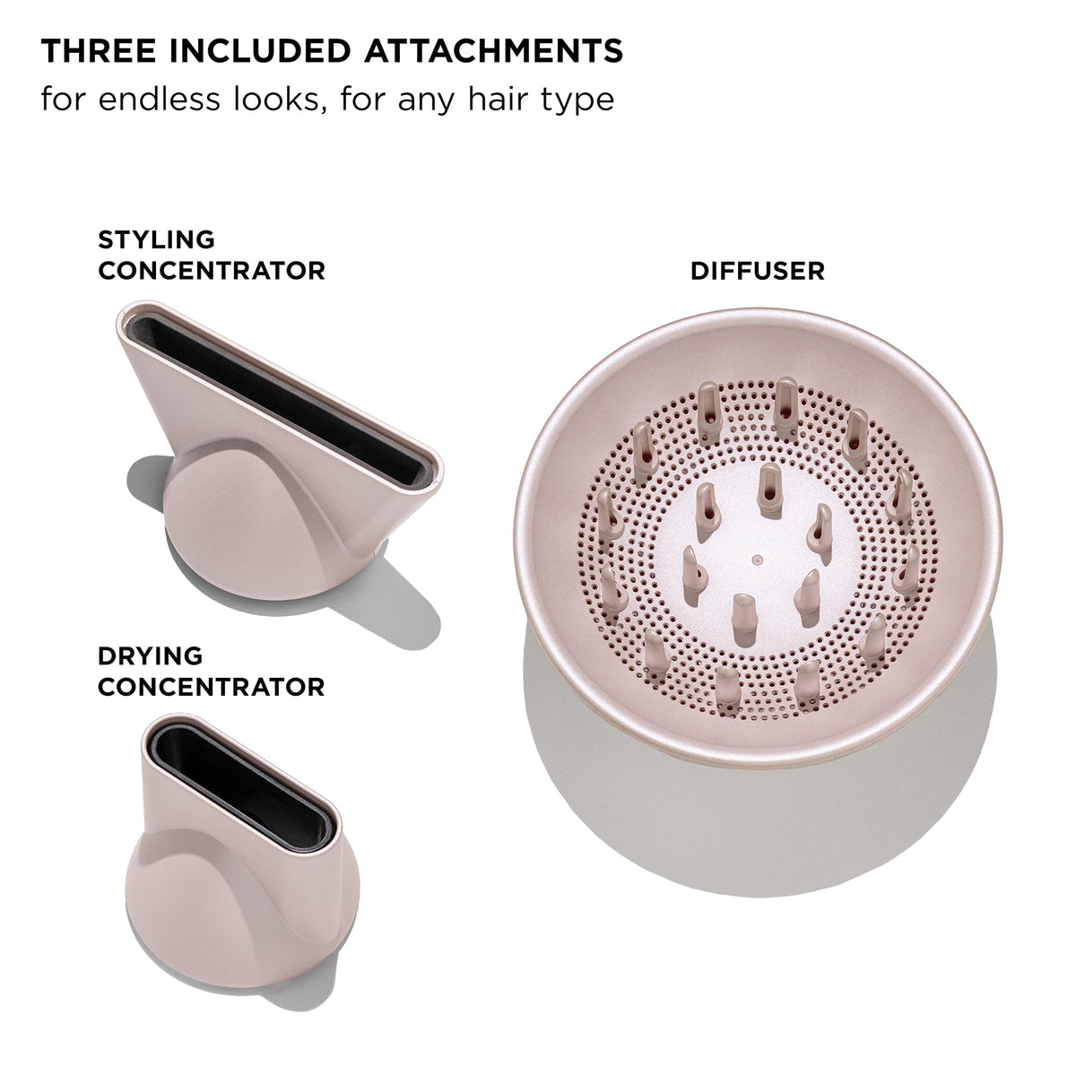 T3 LuxeDry styling concentrator enables precise shaping for sleek looks.