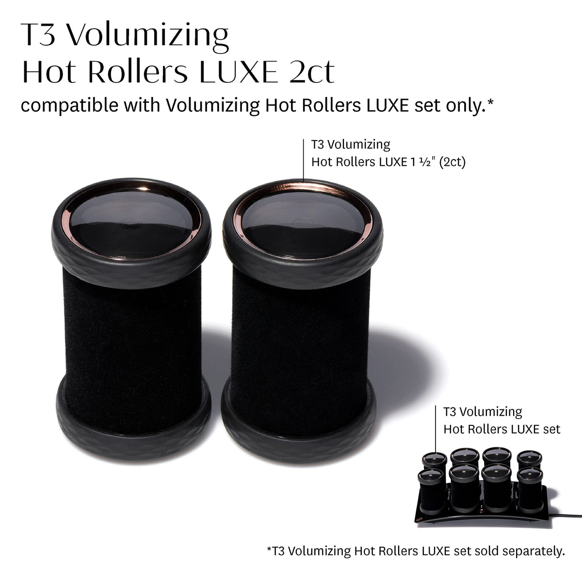 T3 Volumizing Hot Rollers Luxe velvet flocking close-up adds shine and gentle grip