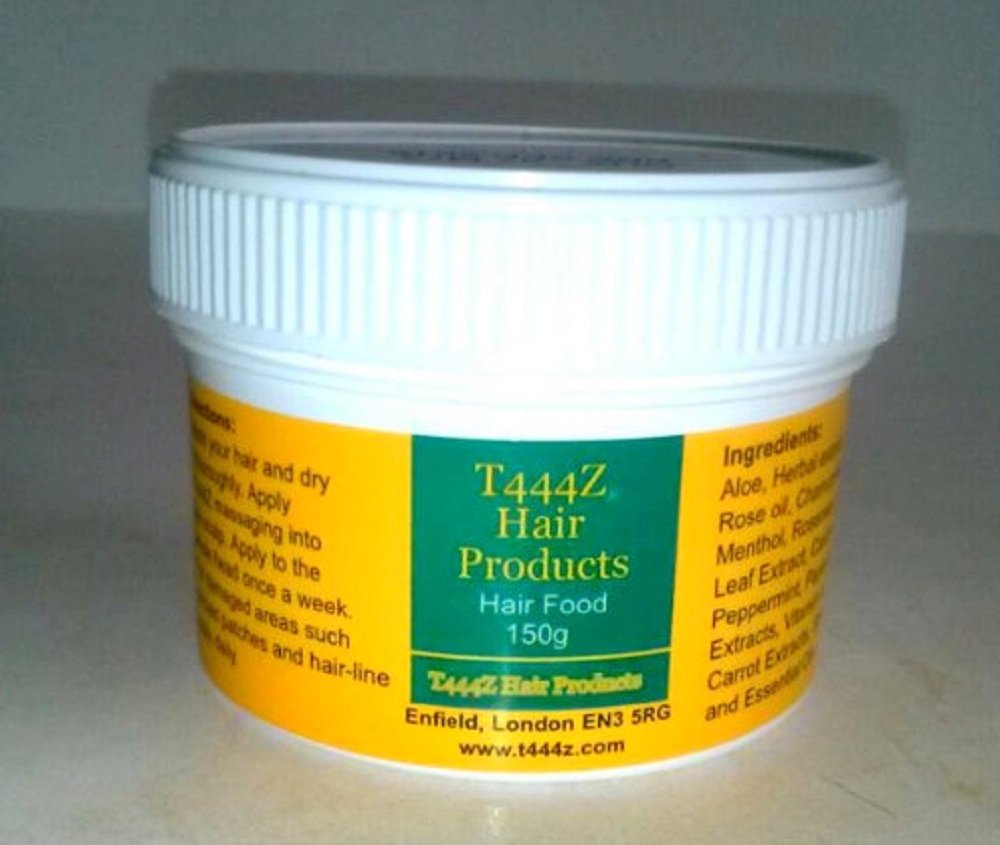 T444Z Hair Food jar front, plant-based formula for healthier hair.