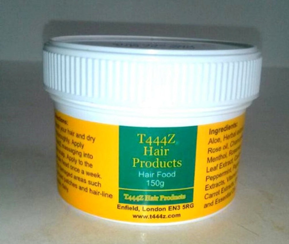 T444Z Hair Food jar front, plant-based formula for healthier hair.