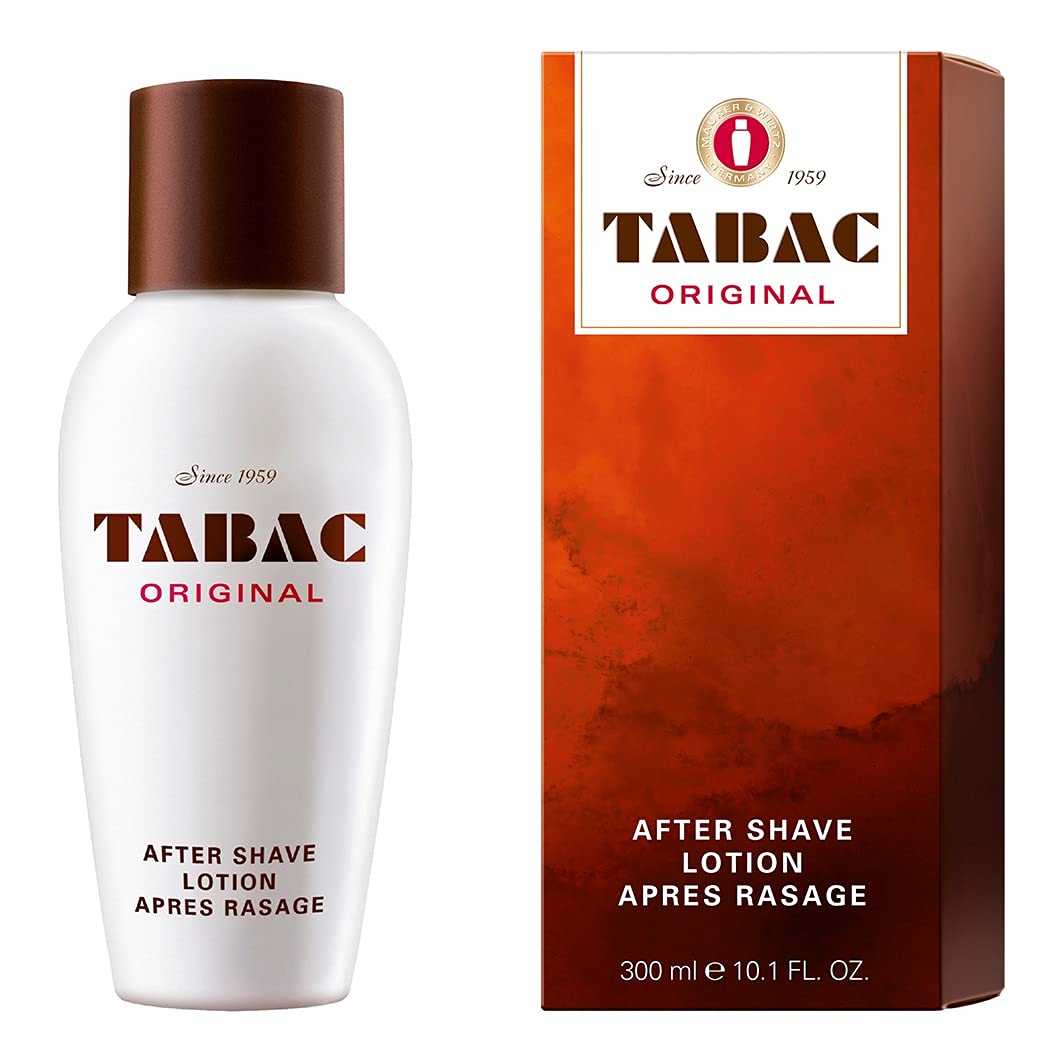 Tabac Original aftershave bottle with classic glass design for daily skin refreshment.