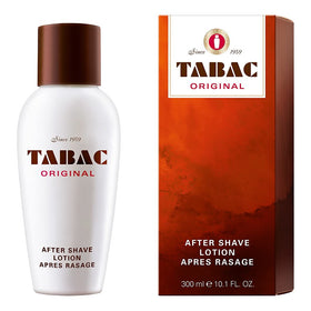 Tabac Original aftershave bottle with classic glass design for daily skin refreshment.