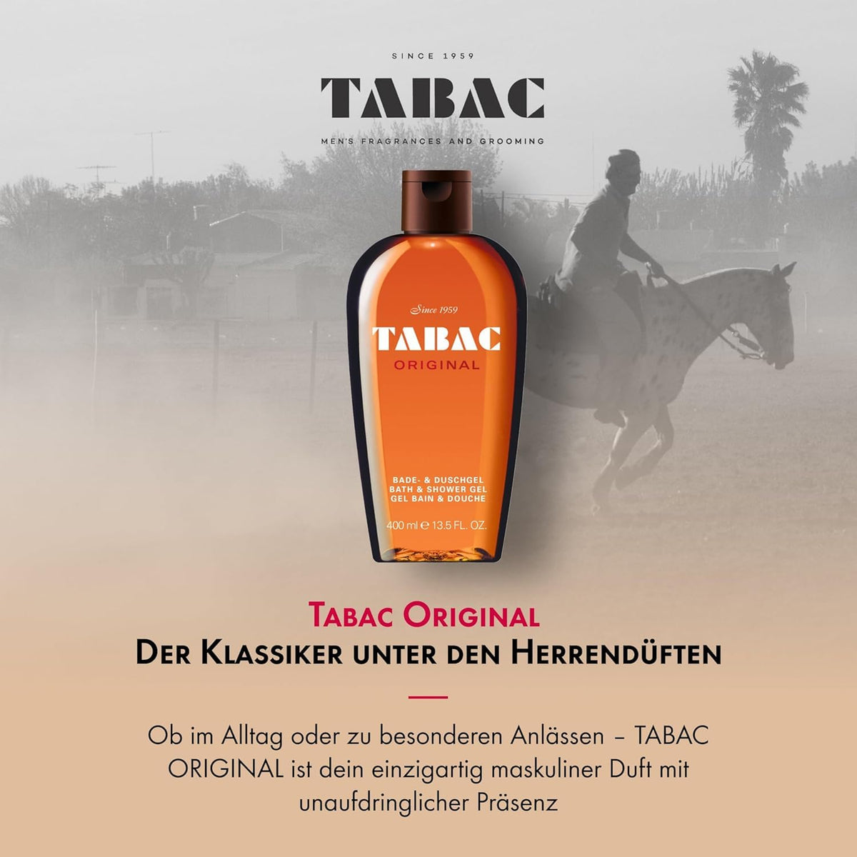 Tabac Original citrus-note close-up suggesting bright, fresh wake-up during morning shower.