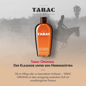 Tabac Original citrus-note close-up suggesting bright, fresh wake-up during morning shower.