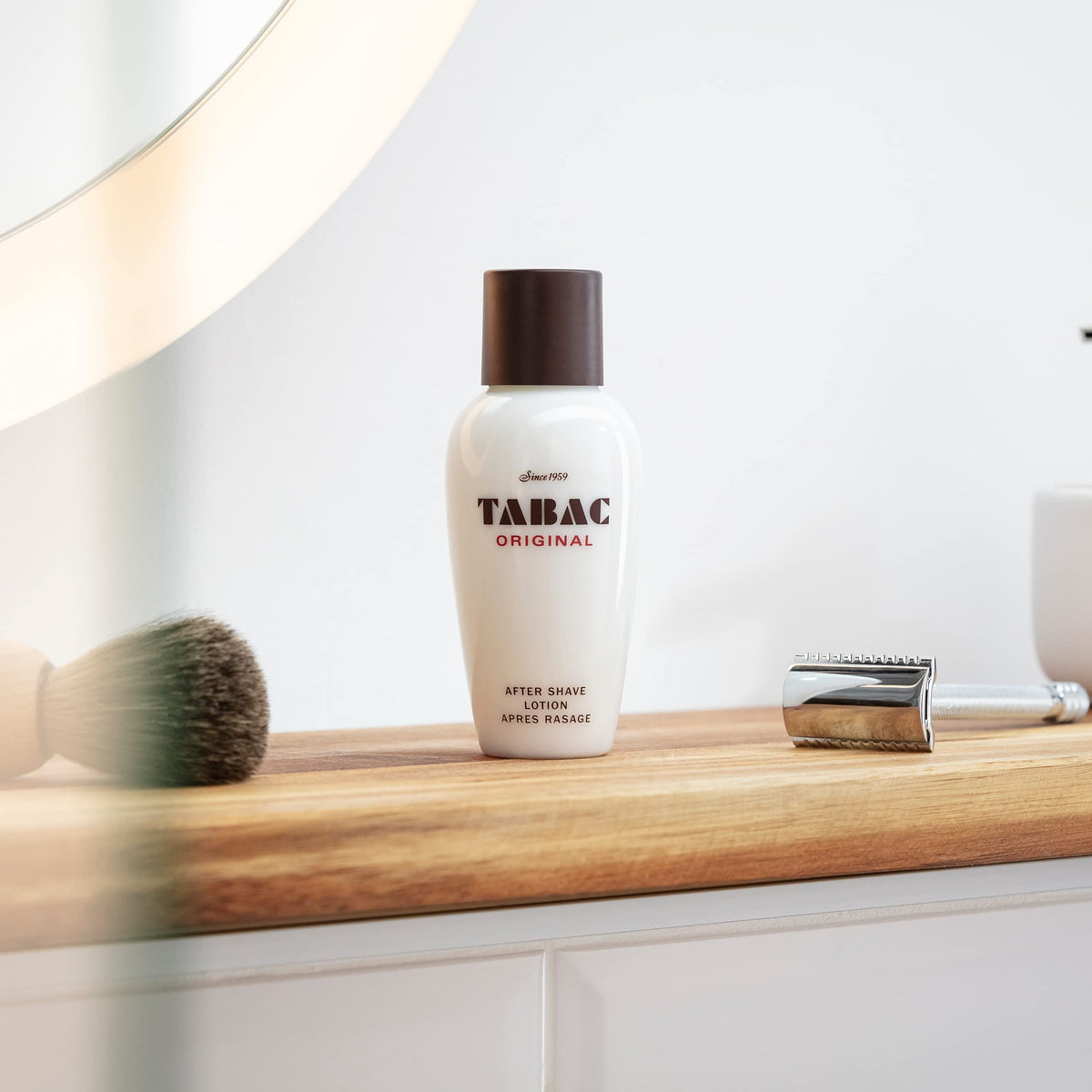 Tabac Original label close-up showing heritage branding and timeless elegance.