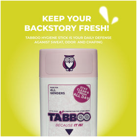 TABBOO Hygiene Stick being applied after shower to aid wiping.