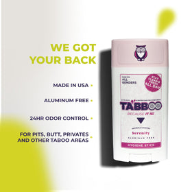 TABBOO Hygiene Stick on armpits as natural, aluminum-free deodorant.