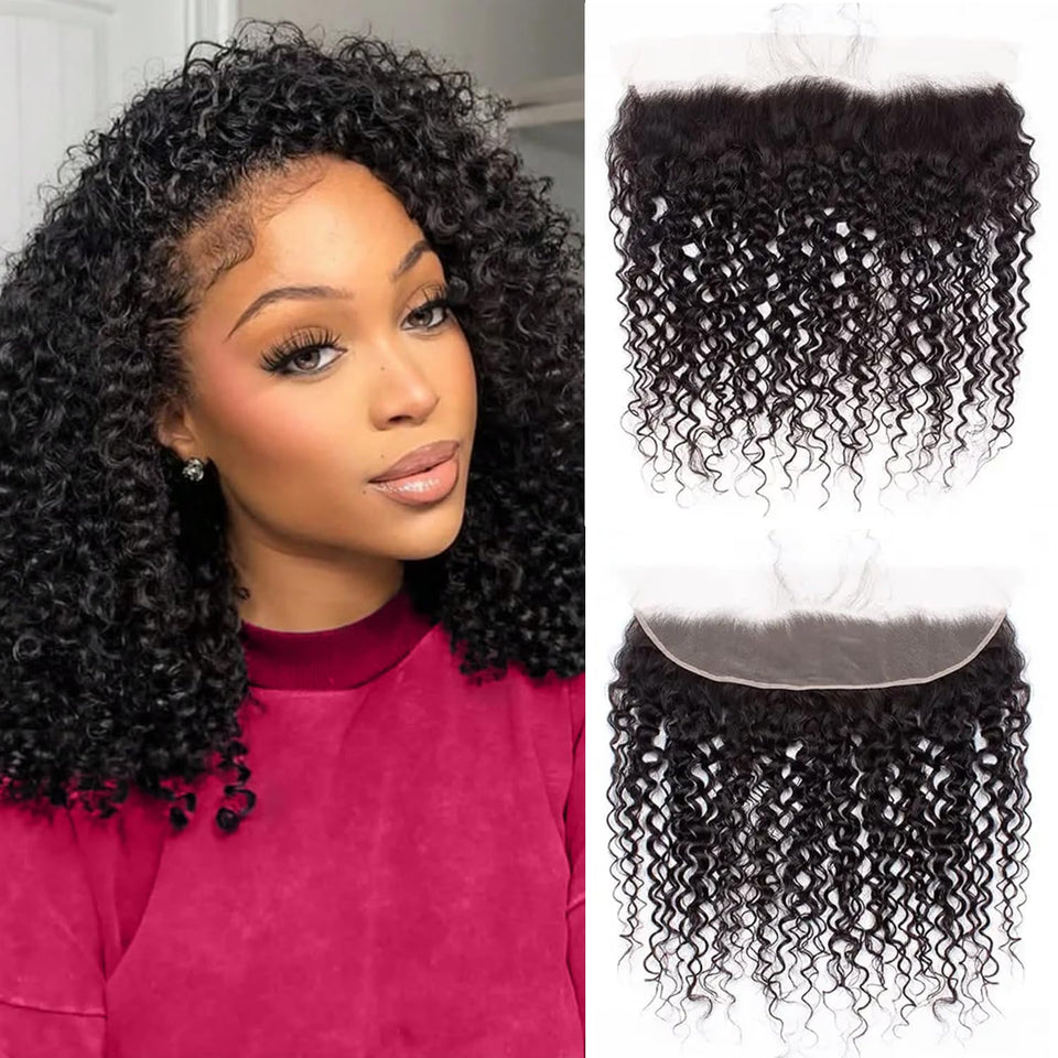 Tabobuii 13x4 lace frontal kinky curly 12inch with natural hairline for styling