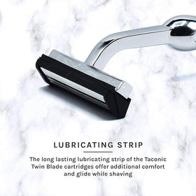 Taconic Shave all-metal construction delivers durability and a substantial daily shave.