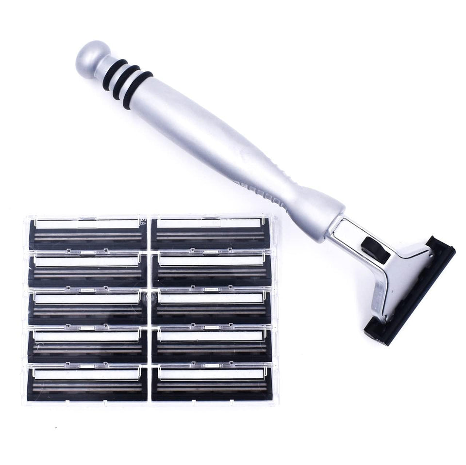 Taconic Shave all-metal chrome handle offers durable, balanced control.