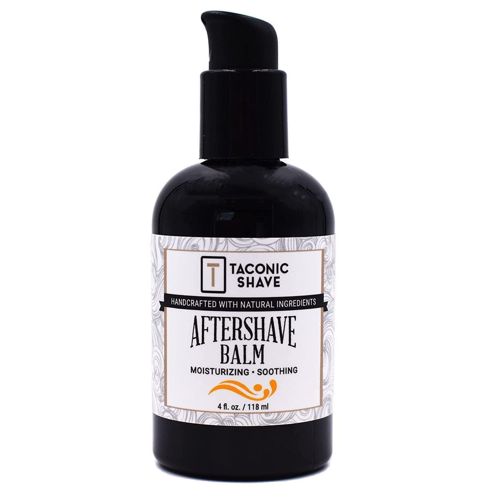 Taconic Shave unscented bottle demonstrates a gentle alcohol-free post-shave balm for sensitive skin