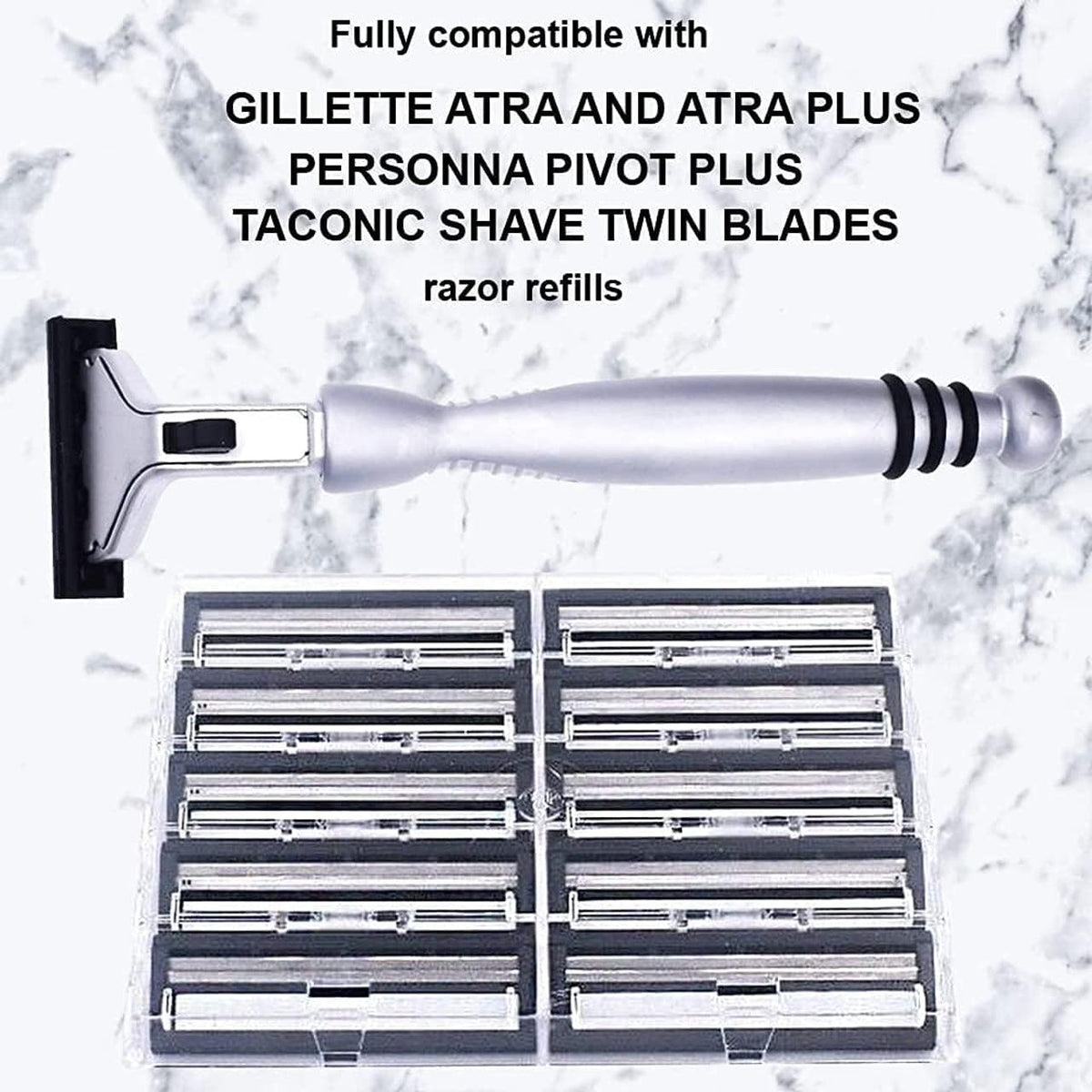 Taconic Shave balanced-weight hand supports precise shaving strokes.